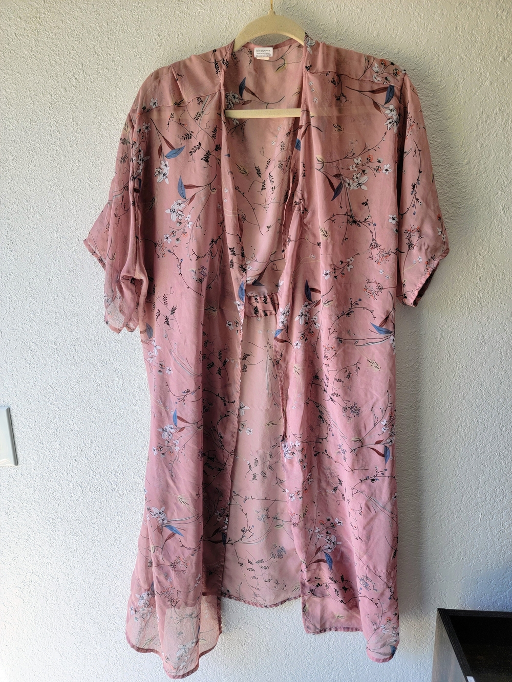 Floral Blush Pink Sheer Duster Kimono